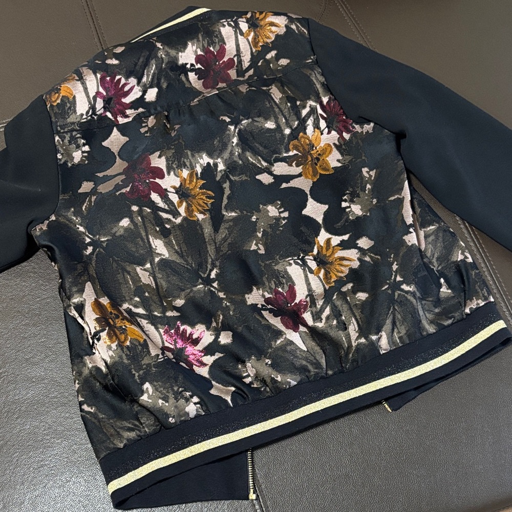 Trina Turk Floral Bomber Jacket - Black and Gold - Picture 5 of 6